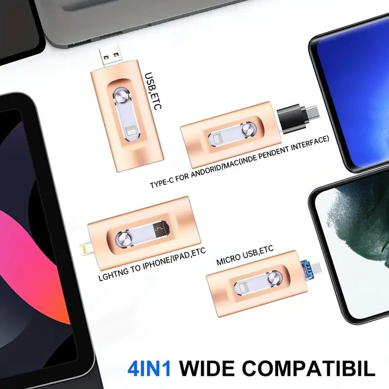 3-in-1 Flash Drive, High-Speed USB 3.0 OTG Pen Drive with Type-C Adapter