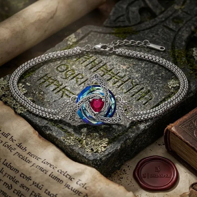 Celtic Knot Bracelet for Women, Trinity Knot Triquetra Crystal Bracelet
