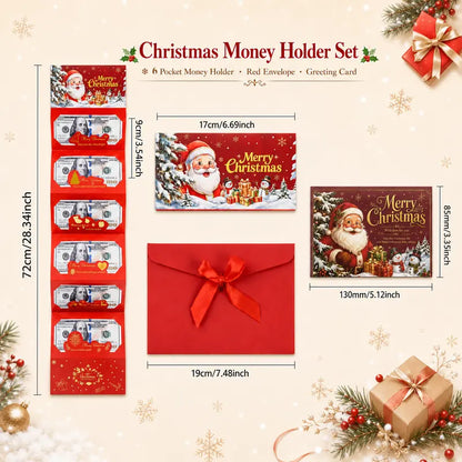 2Pack Christmas Cash Gift Card Holder, Money Holder with Santa Envelope with 6 Slots