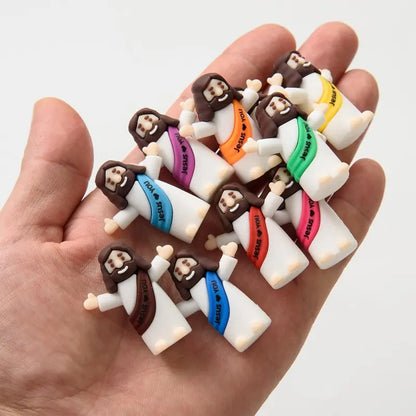 30PCS Mini Jesus Jesus Loves You Rubber Figurines, Tiny Jesus Ornament Decor