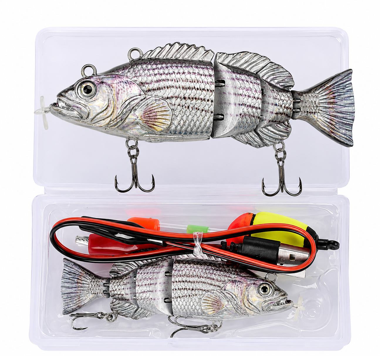 Robotic Swimming Lure 3.9” Electronic Lures USB Rechargeable LED Light