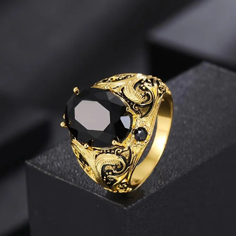 Wizard Vintage Men's Marquise Cut Ring Filigree Motifs
