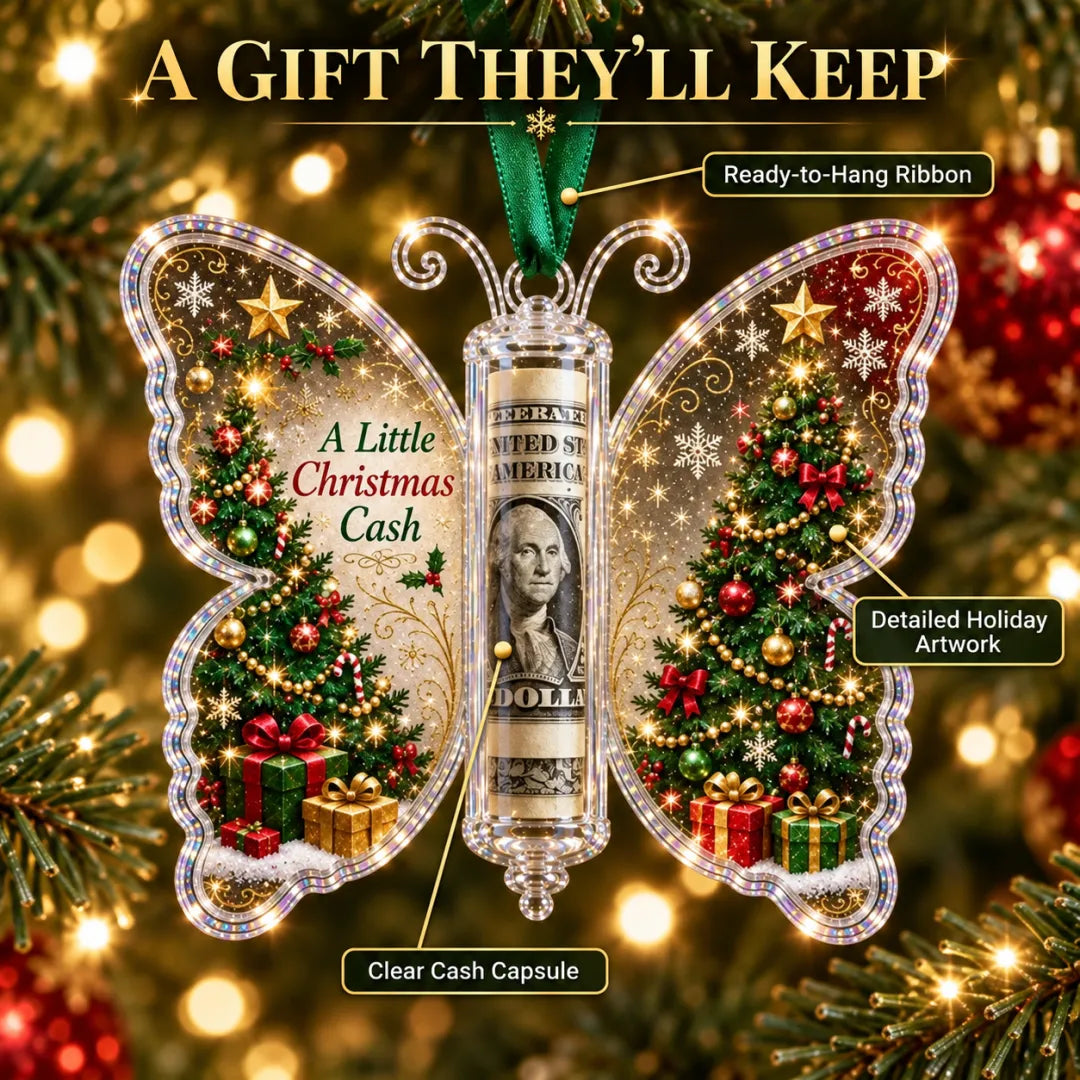 6Pcs Christmas Cash Gift Butterfly Ornament Holiday Money Holder Keepsake