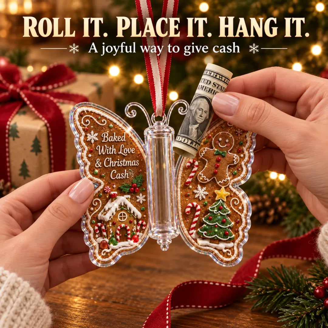 6Pcs Christmas Cash Gift Butterfly Ornament Holiday Money Holder Keepsake