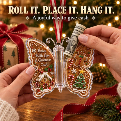6Pcs Christmas Cash Gift Butterfly Ornament Holiday Money Holder Keepsake