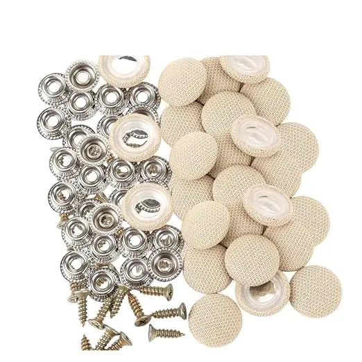 50Pcs Car Roof Headliner Repair Buttons, Fabric Covered Retainer Screws, Auto Ceiling Liner Fixing Snap Fastener Clips