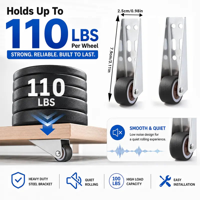 2Pack Vertical Track Roller Wheel, Heavy Duty 110LBS Sliding Door Bottom Guide, Anti-Wobble Door Stop