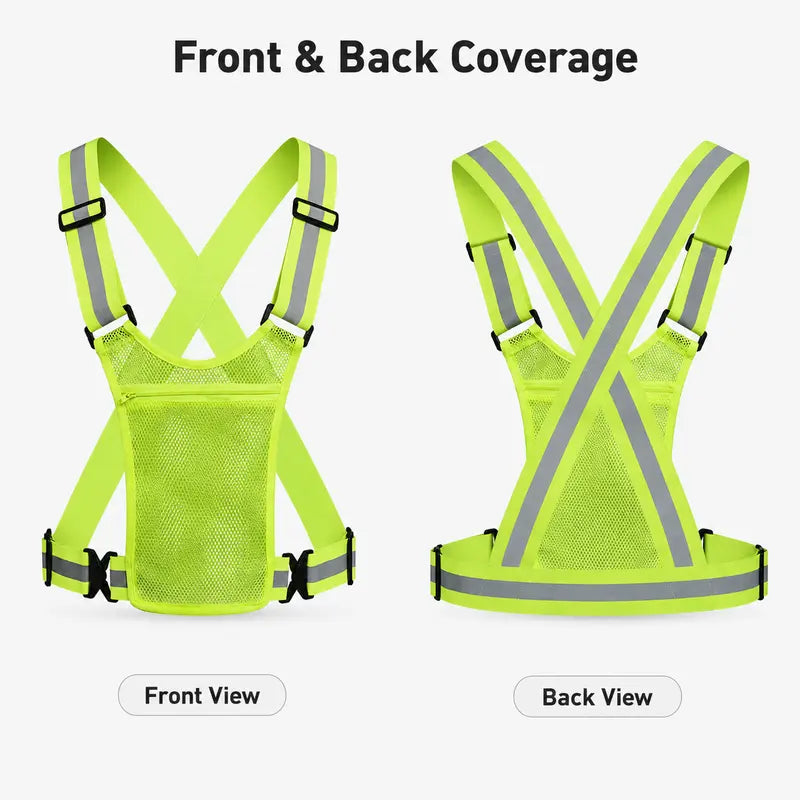 High Visibility Reflective Safety Vest - Adjustable Strap