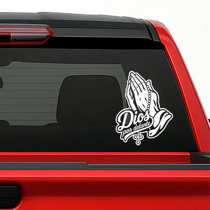 4PCS Dios por delante manos orando Car Sticker – Holographic Religious Faith Vinyl Decal