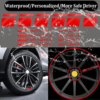 14pcs Car Decal Stickers,Wheel Rim Decal Sticker,Sport Logo Reflective Stickers