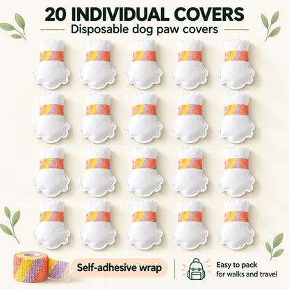 20/40/60Pcs Disposable Dog Boots,Paw Covers with Adjustable Self-Adhesive Bandage for Indoor & Outdoor Walks