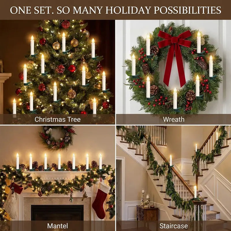 10Pack LED Flameless Candle Clip Lights with Remote,Batteried(AAA) Dimmable Lights