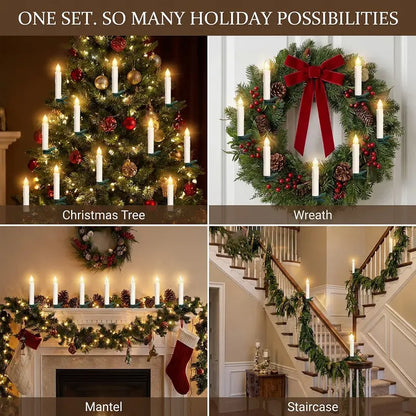 10Pack LED Flameless Candle Clip Lights with Remote,Batteried(AAA) Dimmable Lights