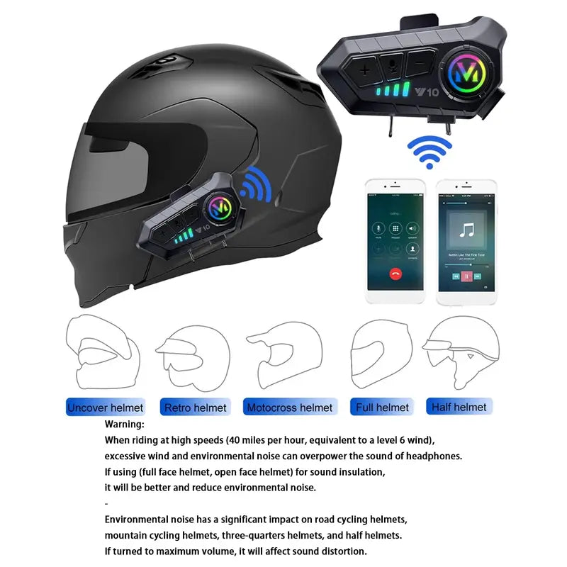 Rechargeable Motorcycle Helmet Speaker Automatic Call and Music Control
