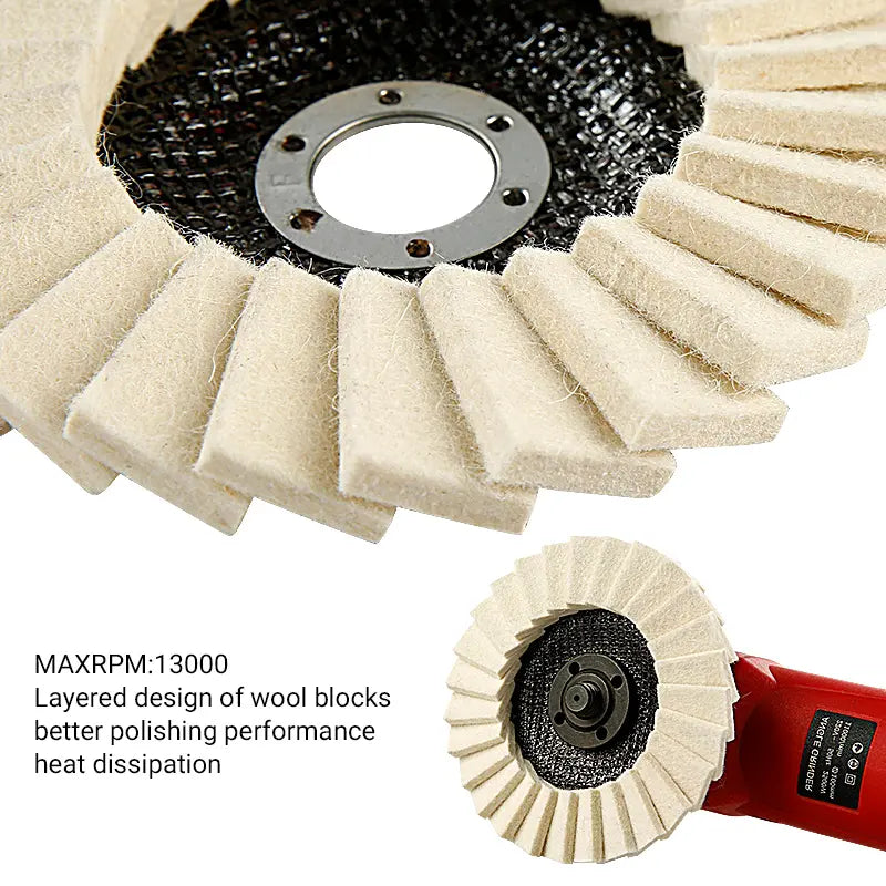 3PCS 5Inch Wool Polishing Wheels Set for Angle Grinders