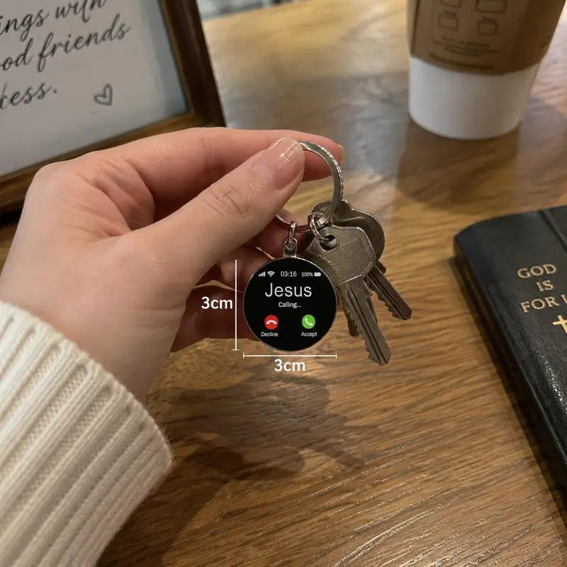 2Pcs Jesus Calling Keychain, Christian Key Ring Gift