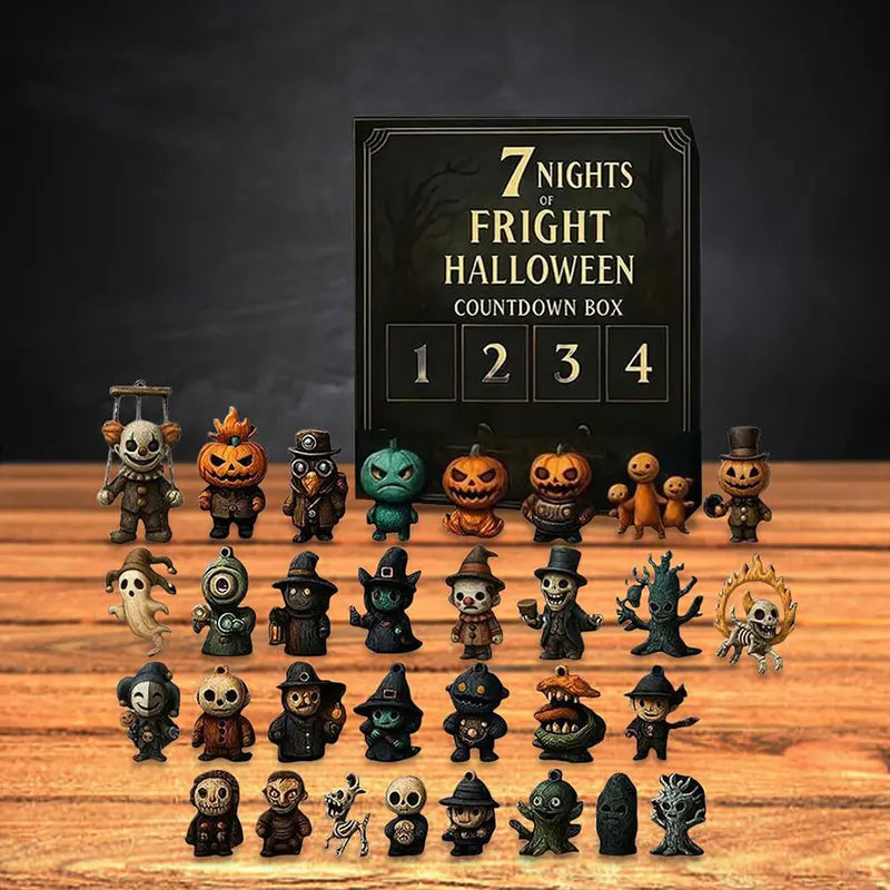 Halloween Countdown Box with Figurines - Advent Calendar Scary Mini Dolls Gift Boxs