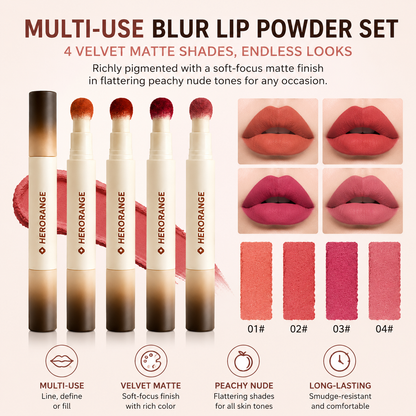 4-Piece Velvet Matte Lip Crayon Set – Waterproof, Kiss-Proof, and Smudge-Proof Lip Makeup Collection