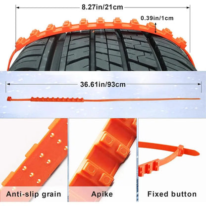 10PCS Reusable Snow Tire Chains for Trucks & SUVs,Emergency Anti-Skid Traction Chains,Heavy Duty Plastic Wheel Cables