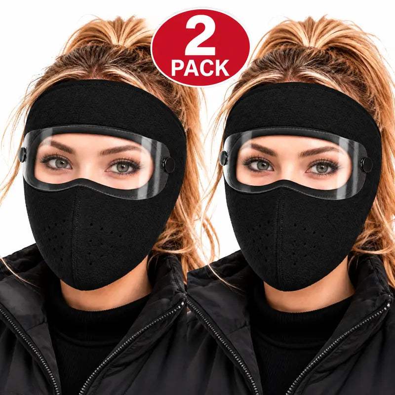 2PCS Winter Face Mask with Detachable Goggles, Windproof Thermal