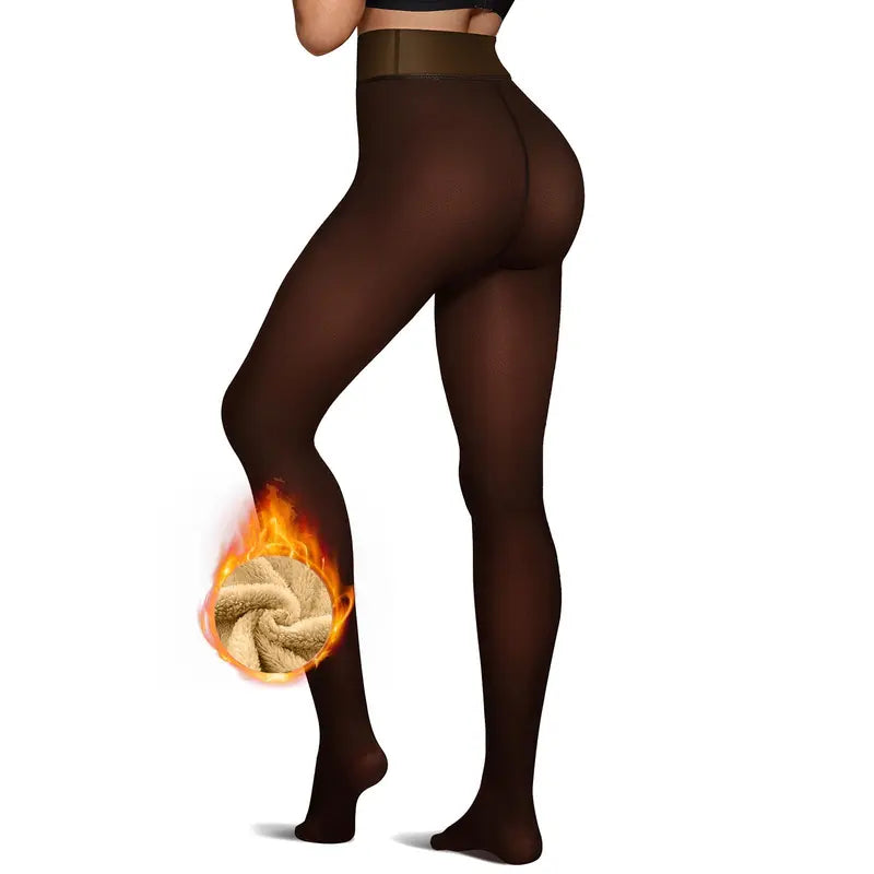 Women Fleece Lined Leggings Thermal High Waisted Footed Opaque Tights