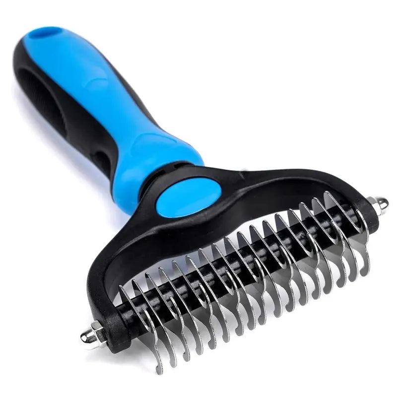 Pet Grooming Brush, Double Sided Shedding and Deshedding Bottom Rake