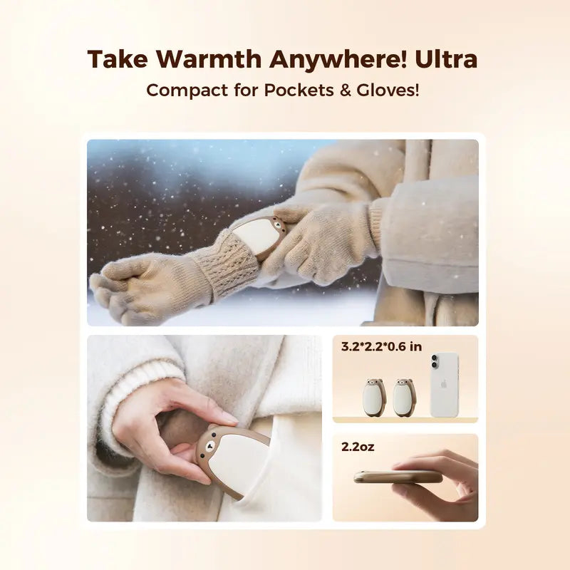 Hand Warmers Rechargeable - Cute Bear Design, 2 Pack Magnetic Hot Hands