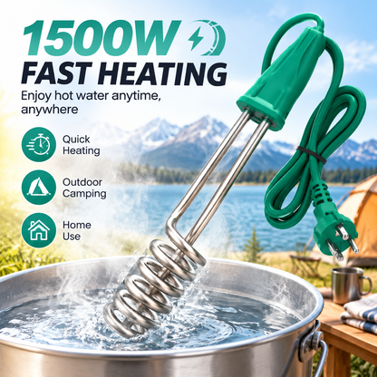 1500W-220V Immersion Water Heater for Camping, Water Bucket Heating