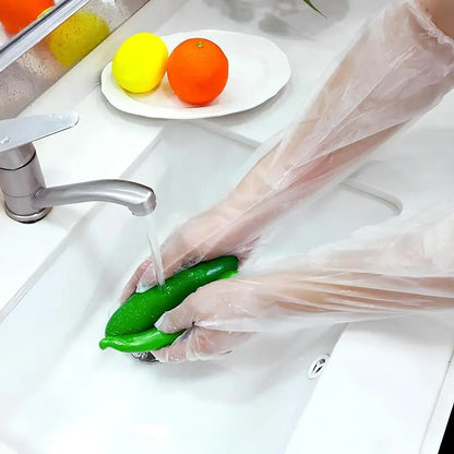 10 Pairs Disposable Long Arm Gloves with Elastic Cuff Household Cleaning