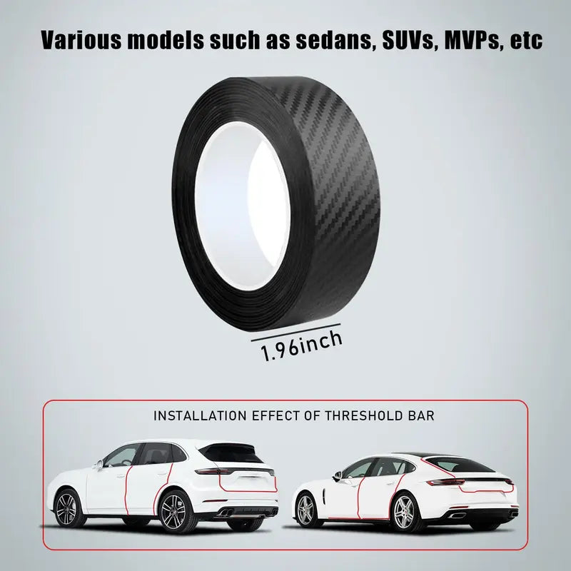 2 Roll Car Door Edge Guards Anti-Scratch Anti-Collision 3D Carbon Fiber Vinyl Wrap Adhesive Strip Tape