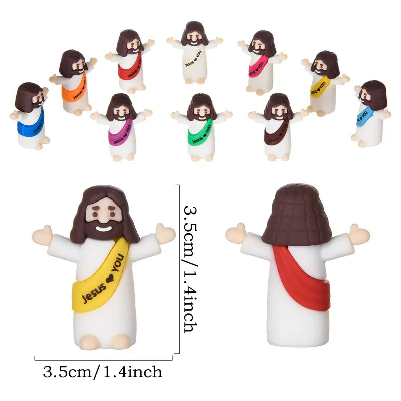 30PCS Mini Jesus Jesus Loves You Rubber Figurines, Tiny Jesus Ornament Decor