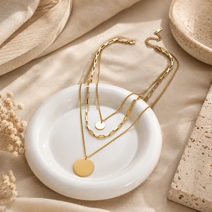 Retro Layered Necklace Featuring Multi-Element Pendants