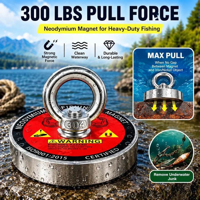 300 lbs Pull Heavy-Duty Fishing Magnet
