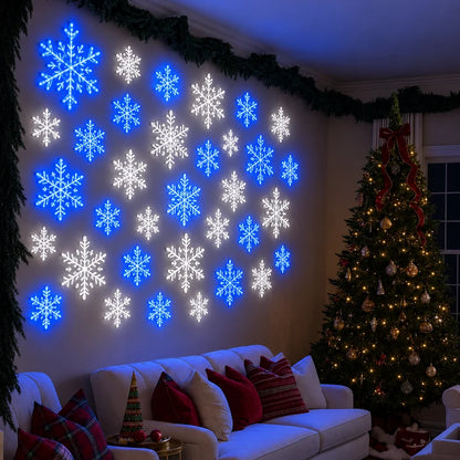 24PCS LED Snowflake Lights – Christmas Wall Decor for Living Rooms & Bedrooms