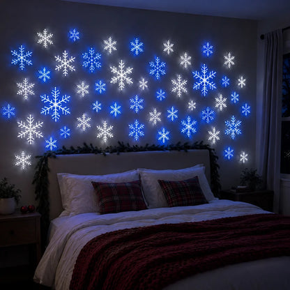 24PCS LED Snowflake Lights – Christmas Wall Decor for Living Rooms & Bedrooms