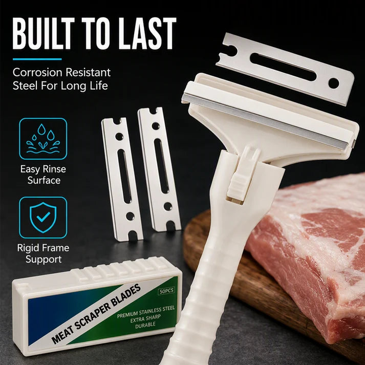 Stainless Steel Meat Scraper – Easy Fat & Fascia Removal Tool for Beef & Pork