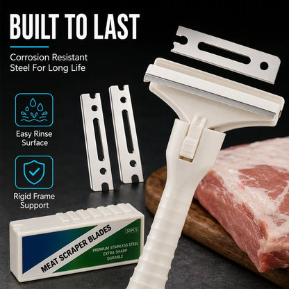 Stainless Steel Meat Scraper – Easy Fat & Fascia Removal Tool for Beef & Pork