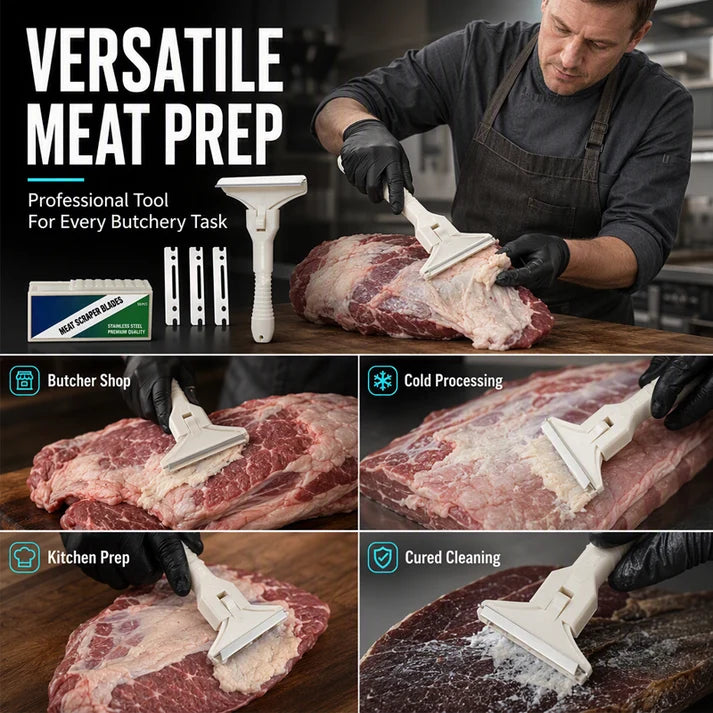 Stainless Steel Meat Scraper – Easy Fat & Fascia Removal Tool for Beef & Pork
